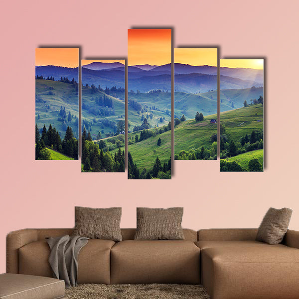 Majestic sunset in the mountains landscape. Dramatic sky. Carpathian, wall art
