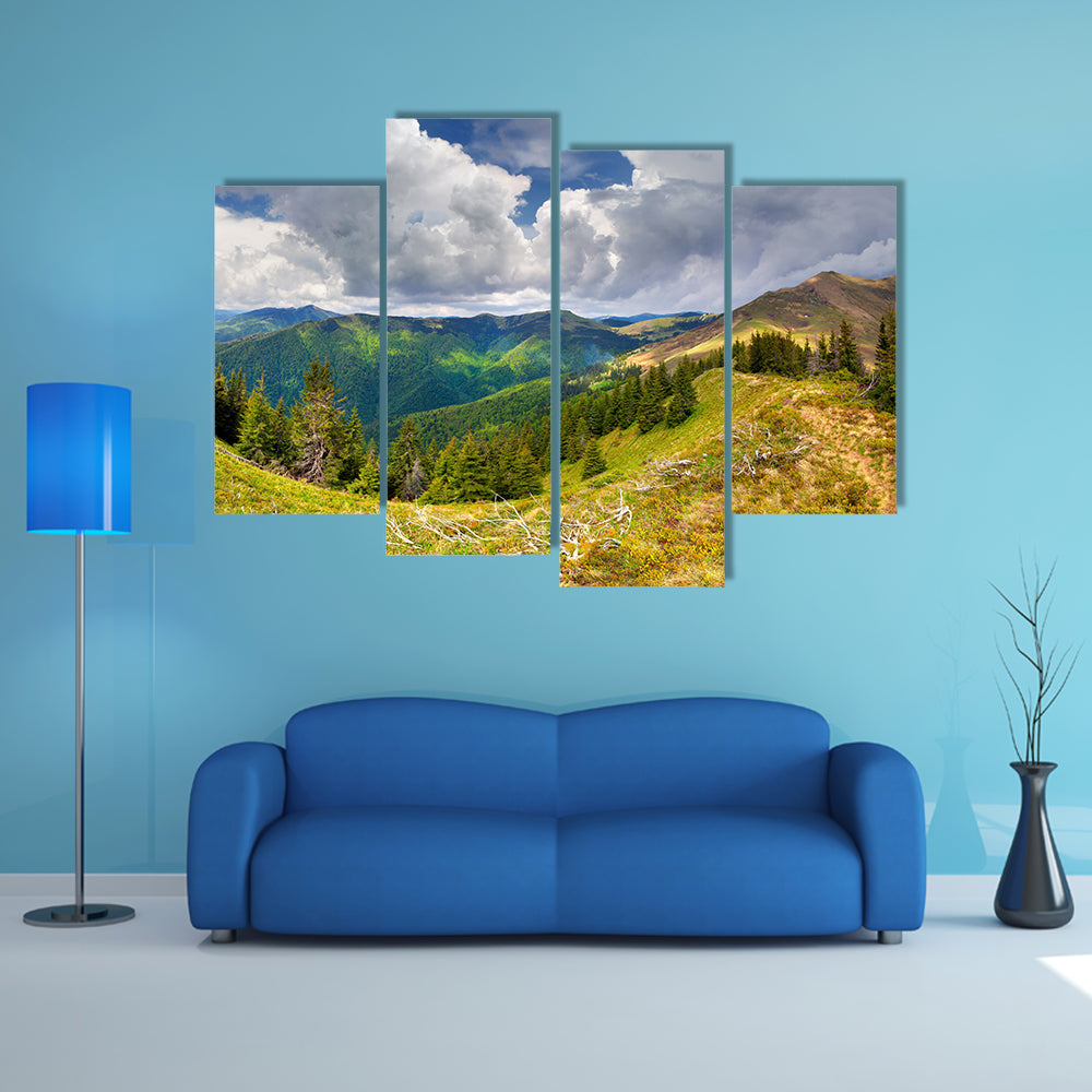 The Beautiful spring landscape in the Carpathian Mountains, Ukraine Multi Panel Canvas Wall Art