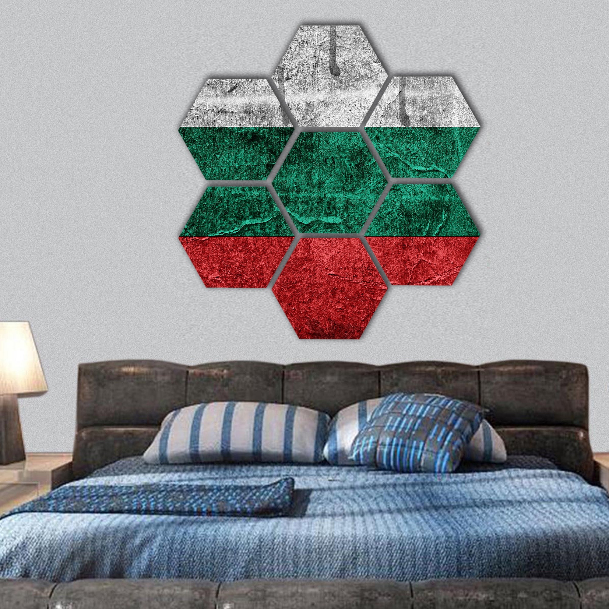 Bulgarian flag hexagonal canvas wall art