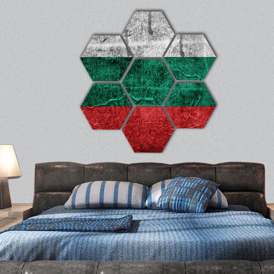 Bulgarian flag hexagonal canvas wall art