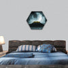 Fantasy stronghold on a hill with full moon hexagonal canvas wall art