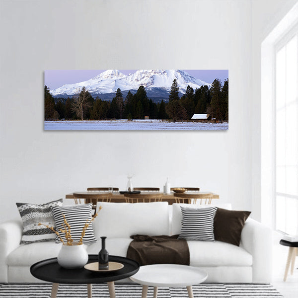 Winter at a Homestead Ranch Three Sisters Mountains Oregon panoramic canvas wall art