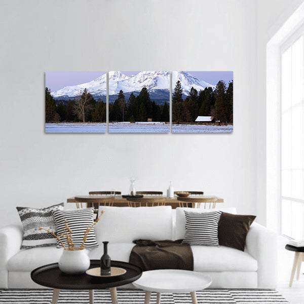 Winter at a Homestead Ranch Three Sisters Mountains Oregon panoramic canvas wall art