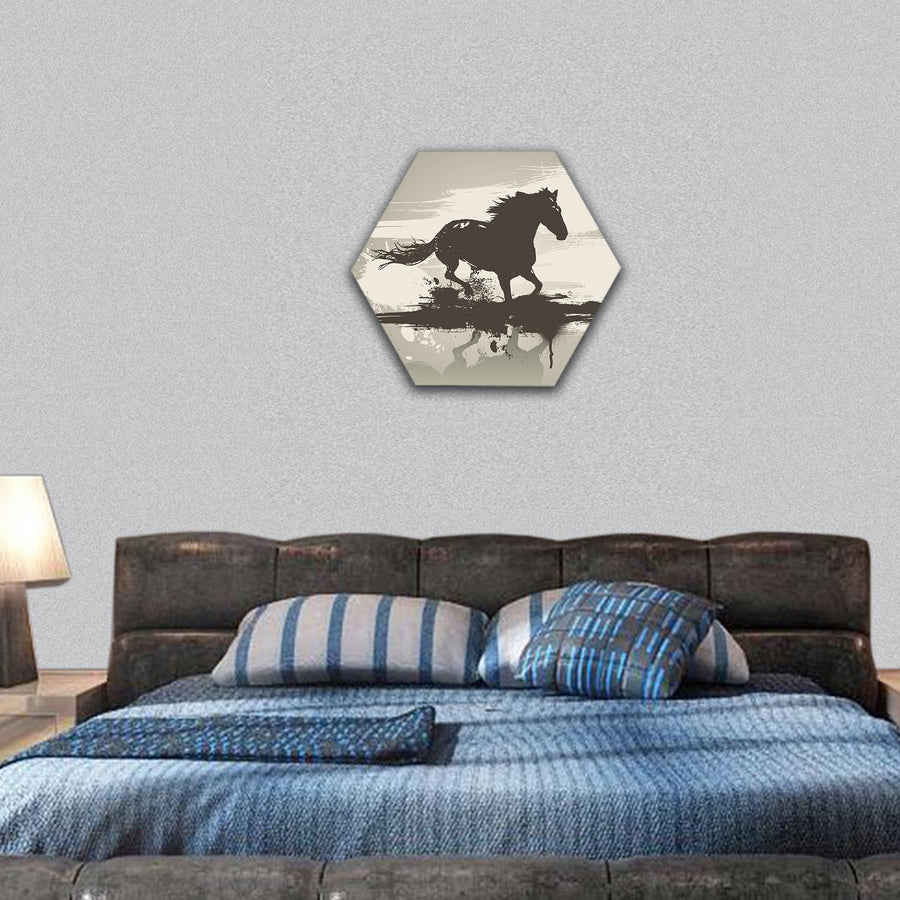 Artistic horse illustration hexagonal canvas wall art