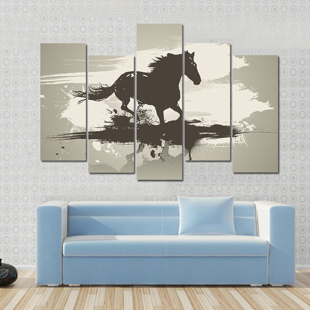 Artistic horse illustration Multi panel canvas wall art