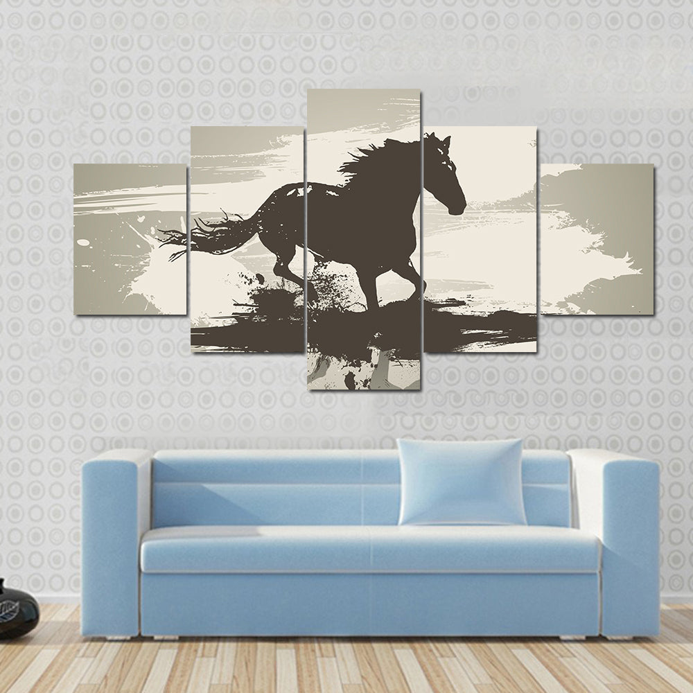 Artistic horse illustration Multi panel canvas wall art