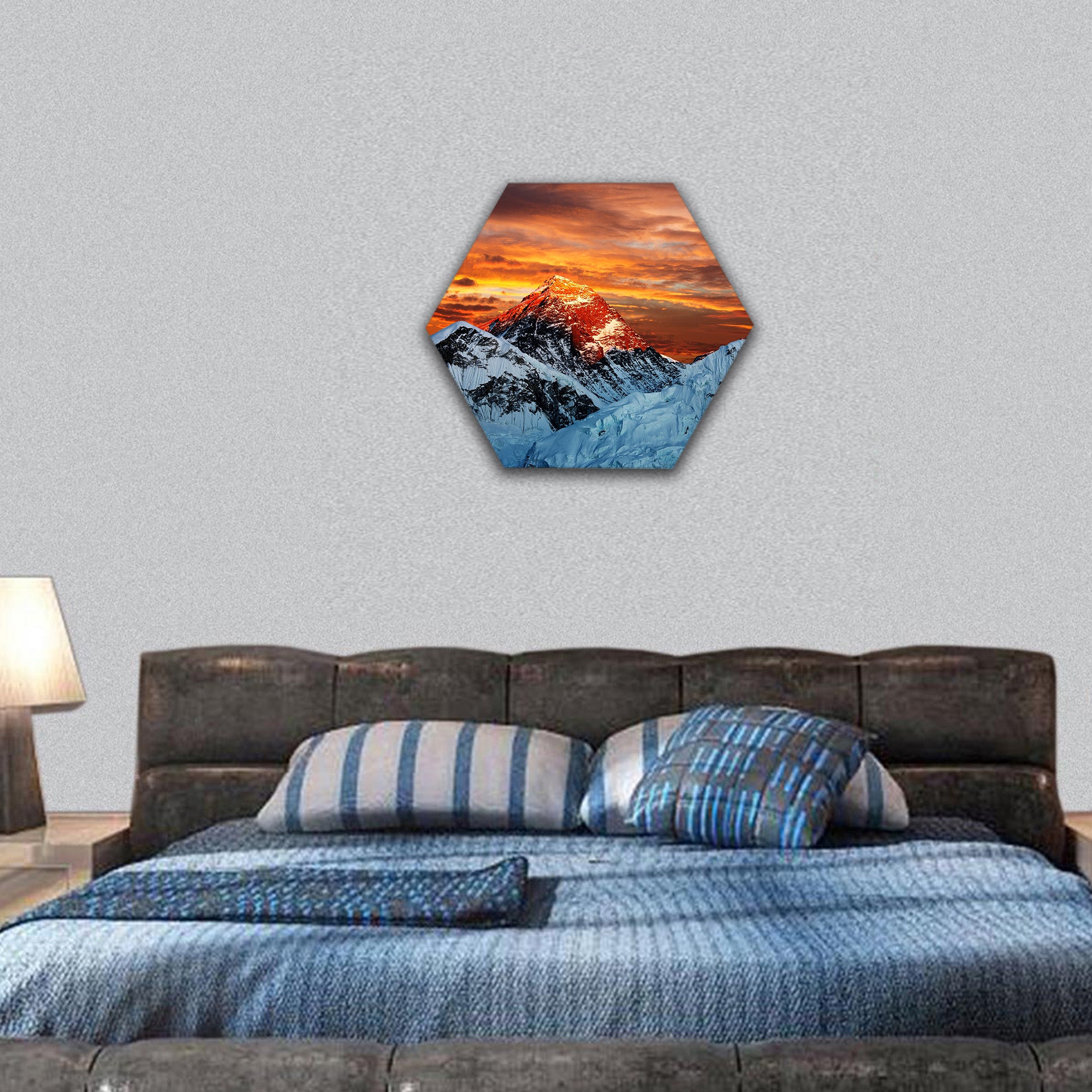 View of Everest from Kala Patthar, Nepal hexagonal canvas wall art