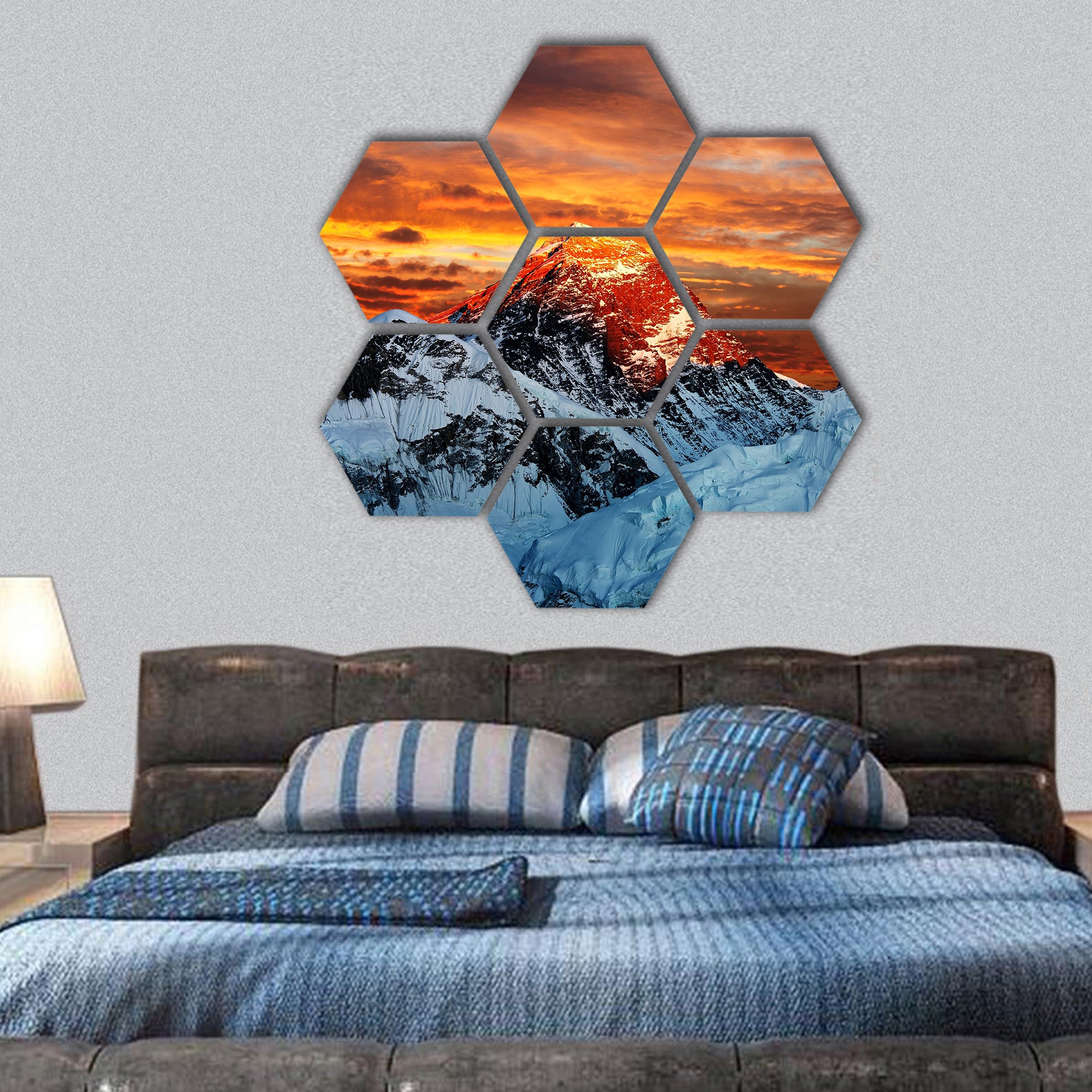 View of Everest from Kala Patthar, Nepal hexagonal canvas wall art