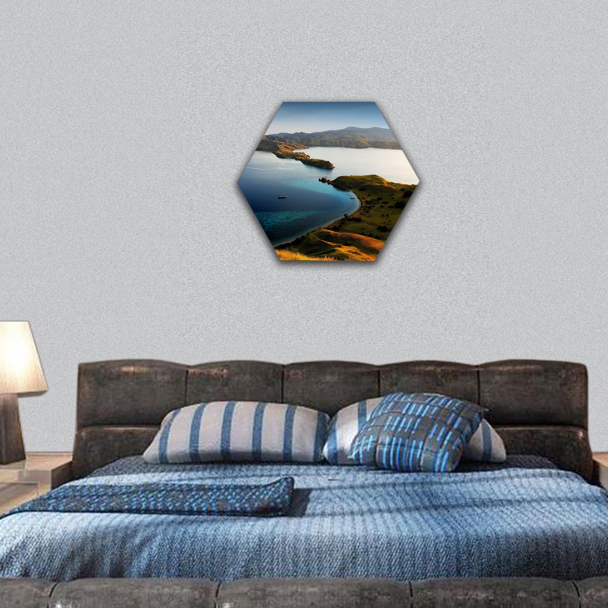 Komodo island in Indonesia sunset hexagonal canvas wall art