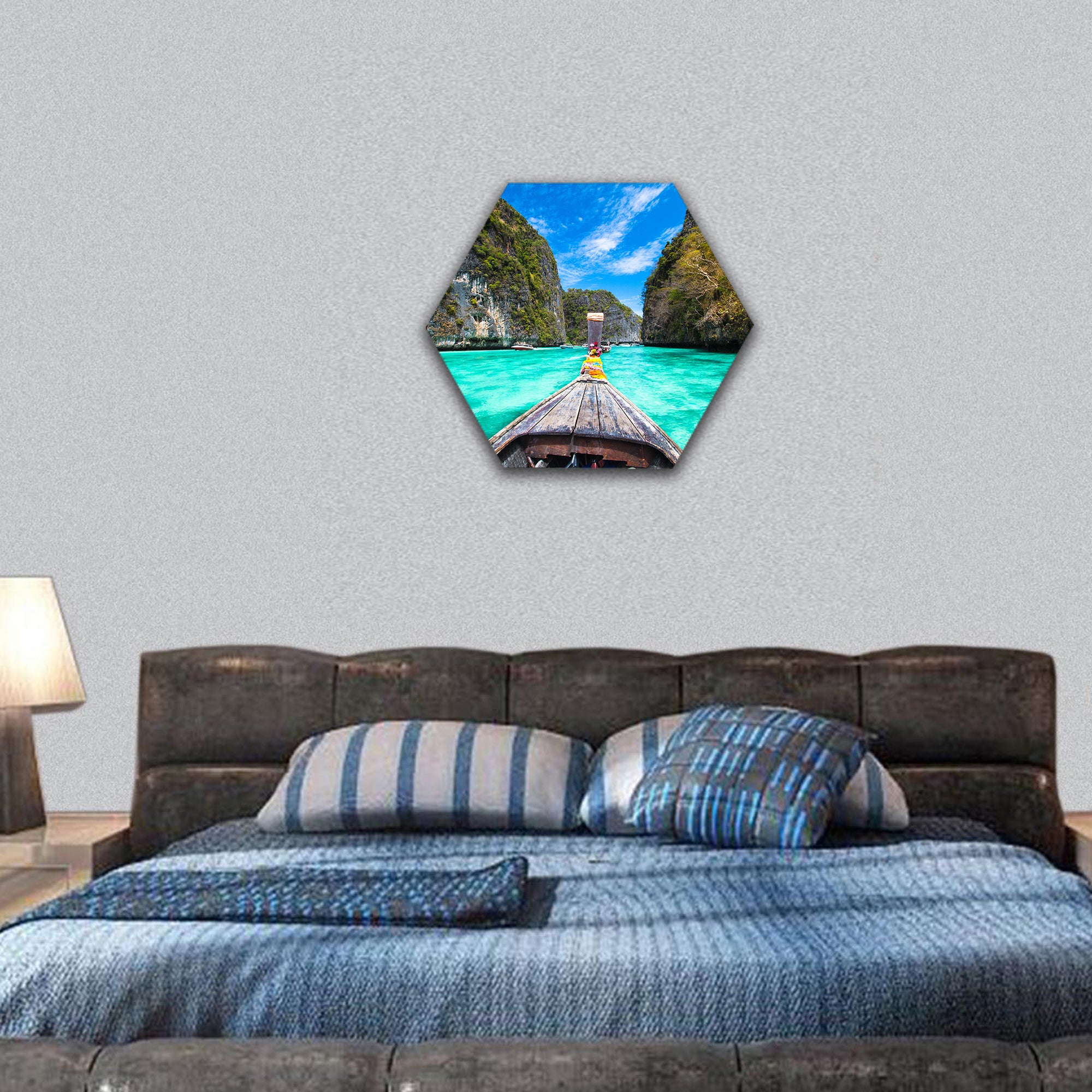 tropical bay on Koh Phi Phi Island, Thailand hexagonal canvas wall art