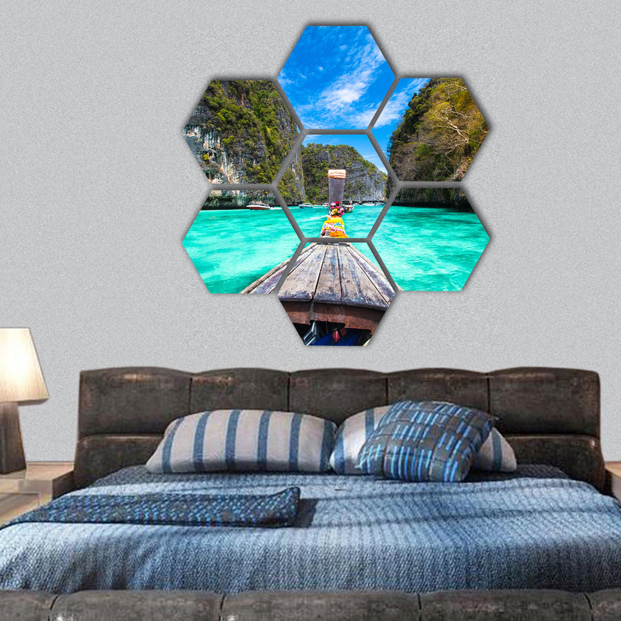 tropical bay on Koh Phi Phi Island, Thailand hexagonal canvas wall art