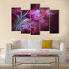 Bouquet of red tulips against a dark background and butterfly Multi Panel Canvas Wall Art