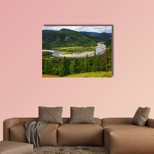The river Uur in northern in the Mongolia multi panel canvas wall art