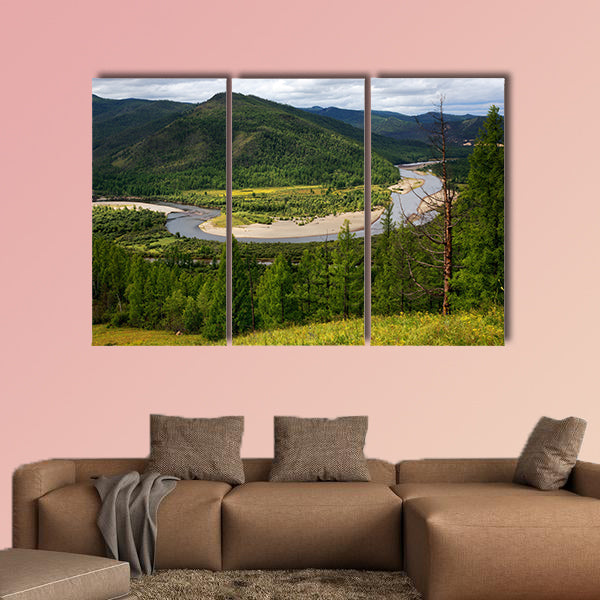 The river Uur in northern in the Mongolia multi panel canvas wall art