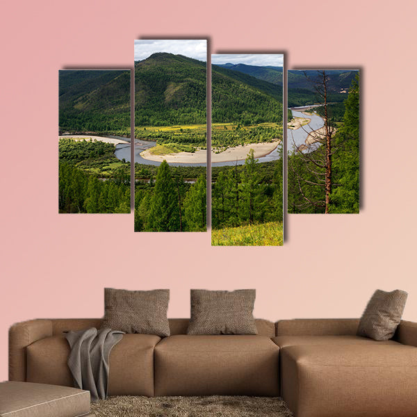 The river Uur in northern in the Mongolia multi panel canvas wall art