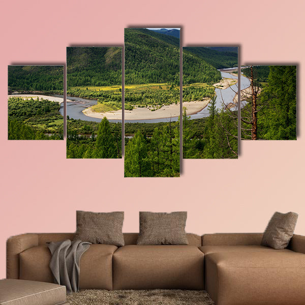 The river Uur in northern in the Mongolia multi panel canvas wall art