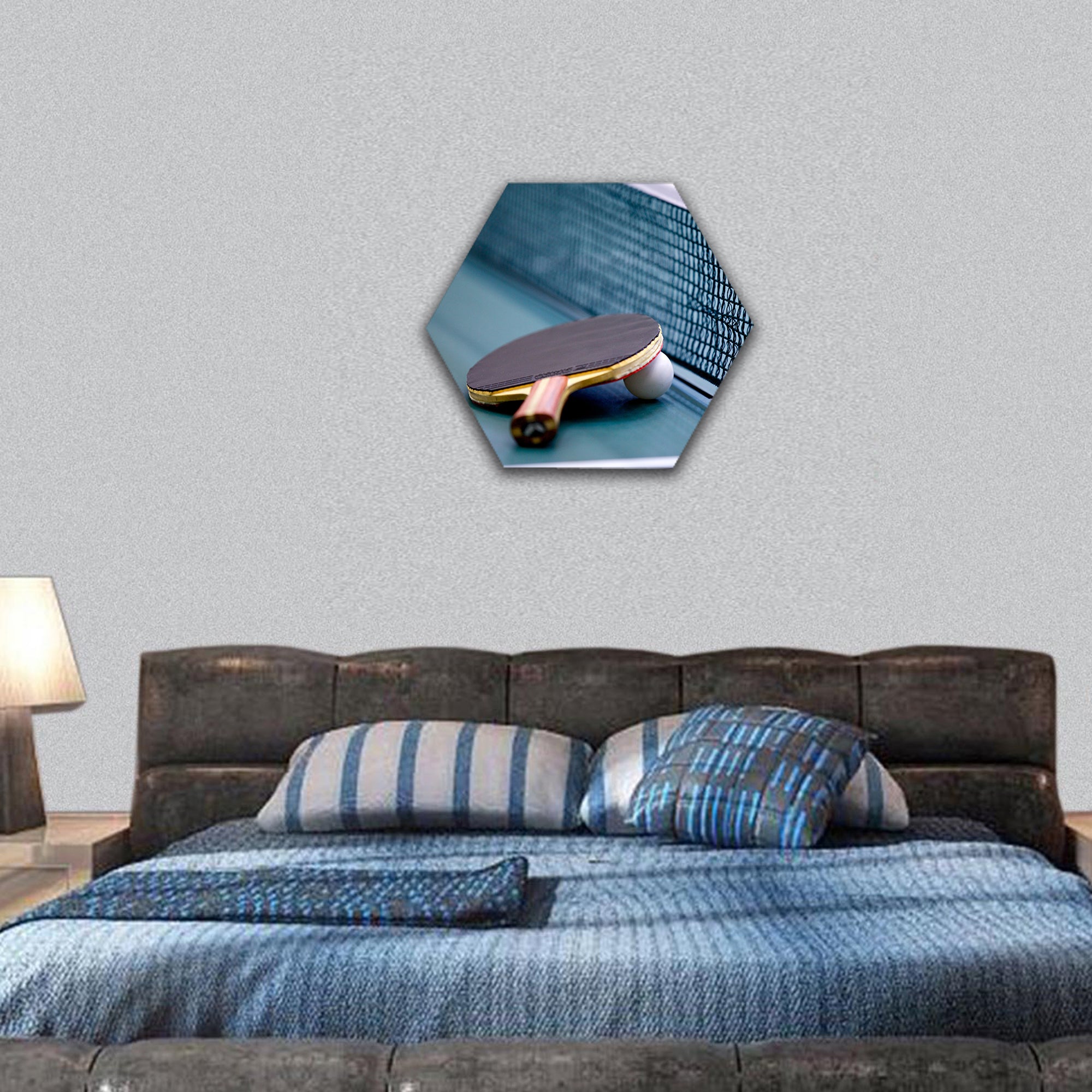Table tennis hexagonal canvas wall art