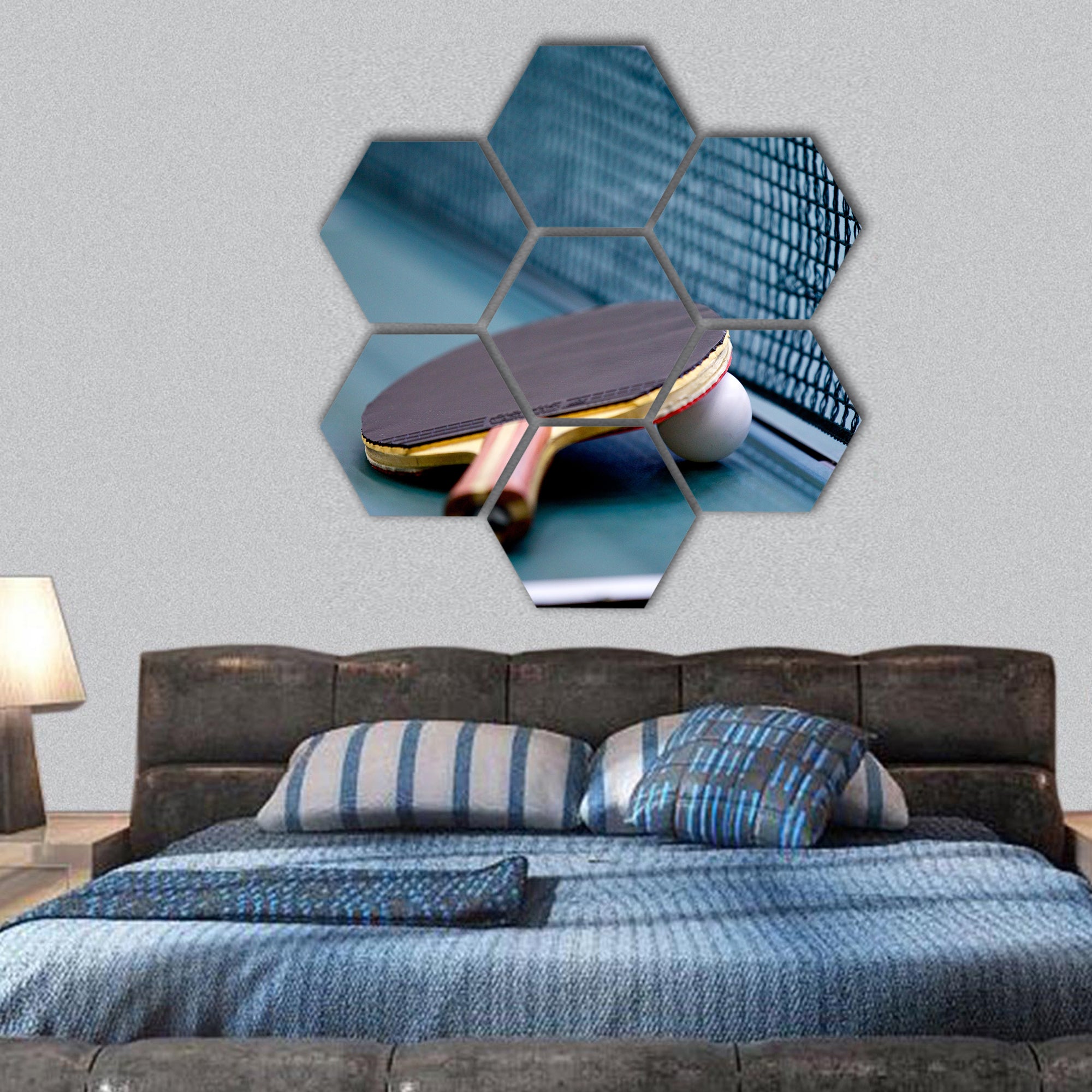 Table tennis hexagonal canvas wall art