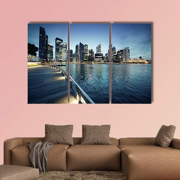 Singapore city in sunset time multi panel canvas wall art