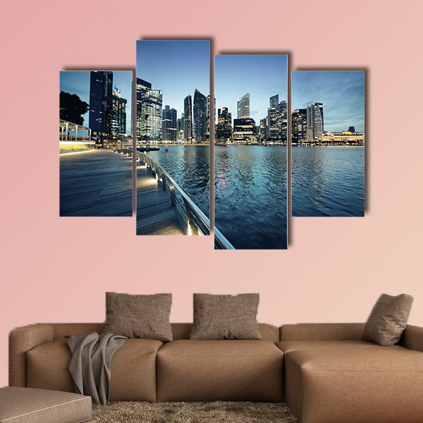 Singapore city in sunset time multi panel canvas wall art