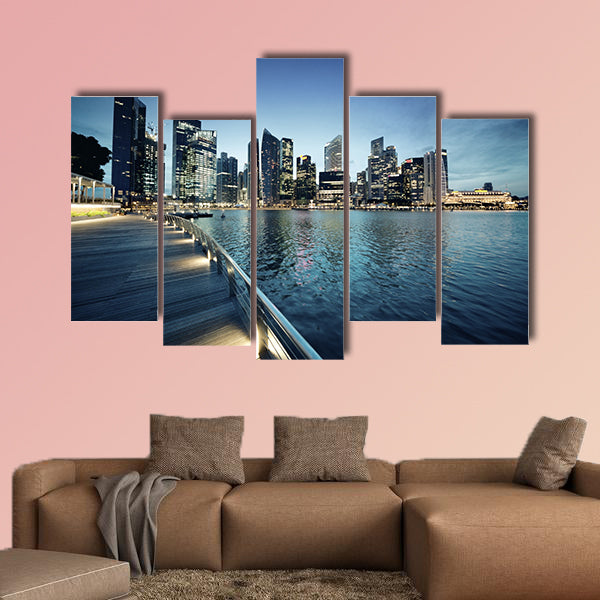 Singapore city in sunset time multi panel canvas wall art