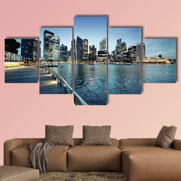 Singapore city in sunset time multi panel canvas wall art