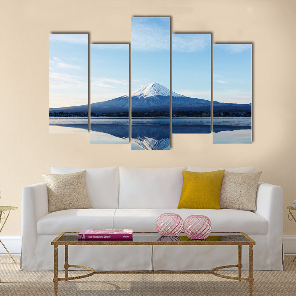 An inverted image of Mt Fuji Multi Panel Canvas Wall Art