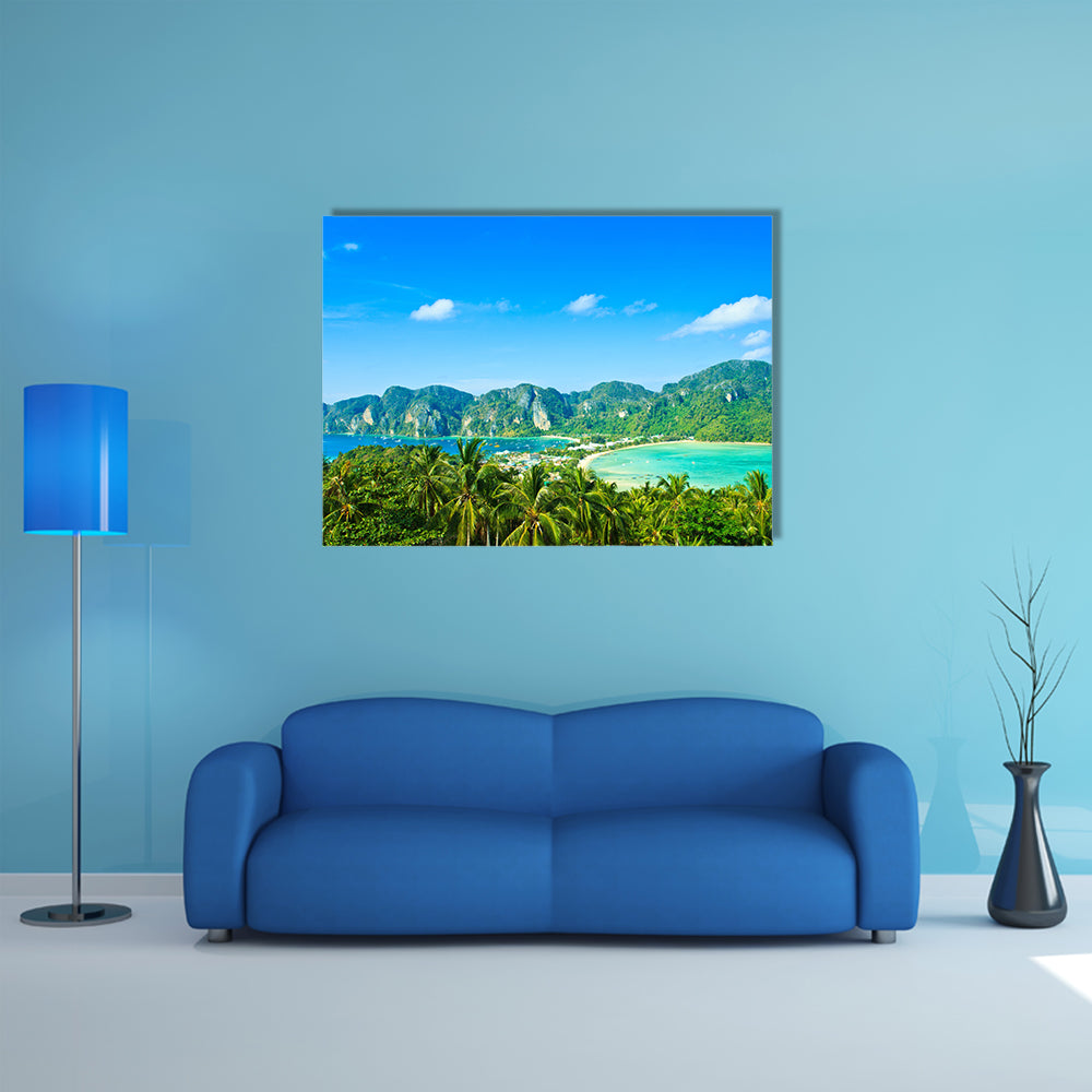 View tropical island with resorts Phi-Phi island, Krabi Provin Thailand multi panel canvas wall art