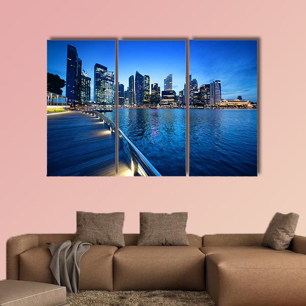 Singapore city in sunset time multi panel canvas wall art