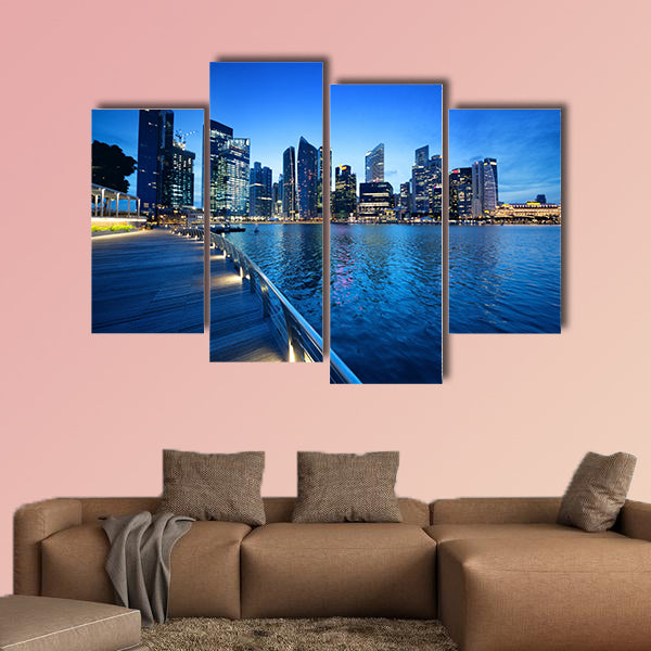 Singapore city in sunset time multi panel canvas wall art