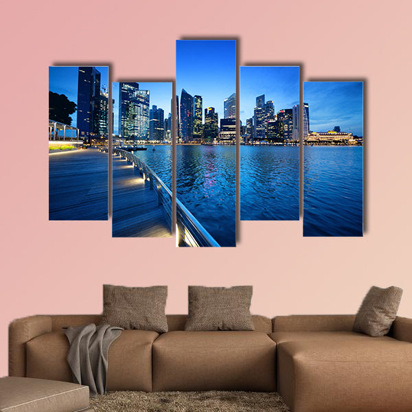 Singapore city in sunset time multi panel canvas wall art