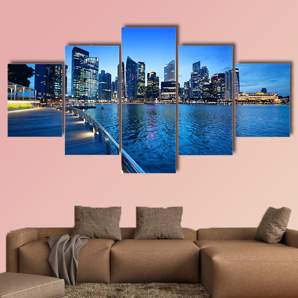 Singapore city in sunset time multi panel canvas wall art
