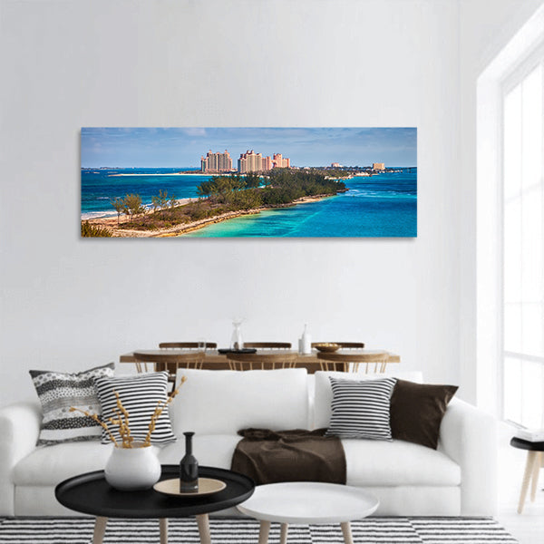 Scenic view of Paradise Island in Nassau, Bahamas panoramic canvas wall art