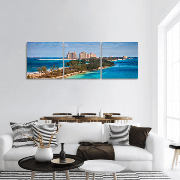 Scenic view of Paradise Island in Nassau, Bahamas panoramic canvas wall art
