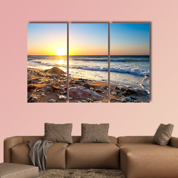 Beautiful seascape during sundown Multi panel canvas wall art