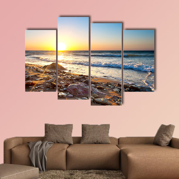 Beautiful seascape during sundown Multi panel canvas wall art