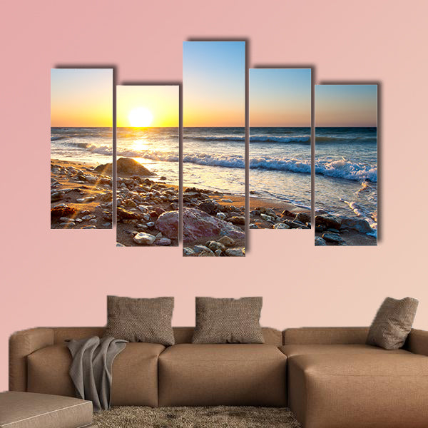 Beautiful seascape during sundown Multi panel canvas wall art