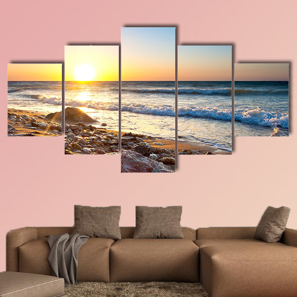 Beautiful seascape during sundown Multi panel canvas wall art
