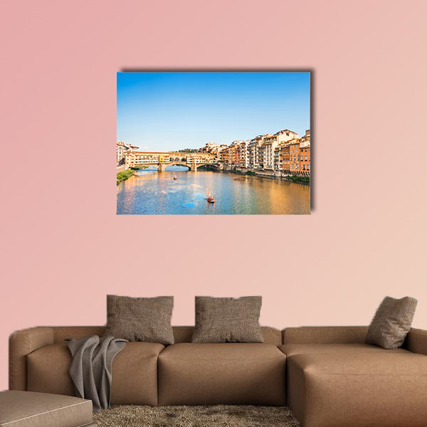 Ponte Vecchio with river Arno at sunset, Florence, Italy multi panel canvas wall art