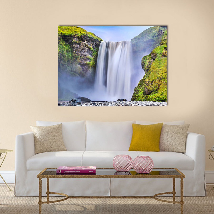 Skogafoss waterfall in Iceland at dusk multi panel canvas wall art