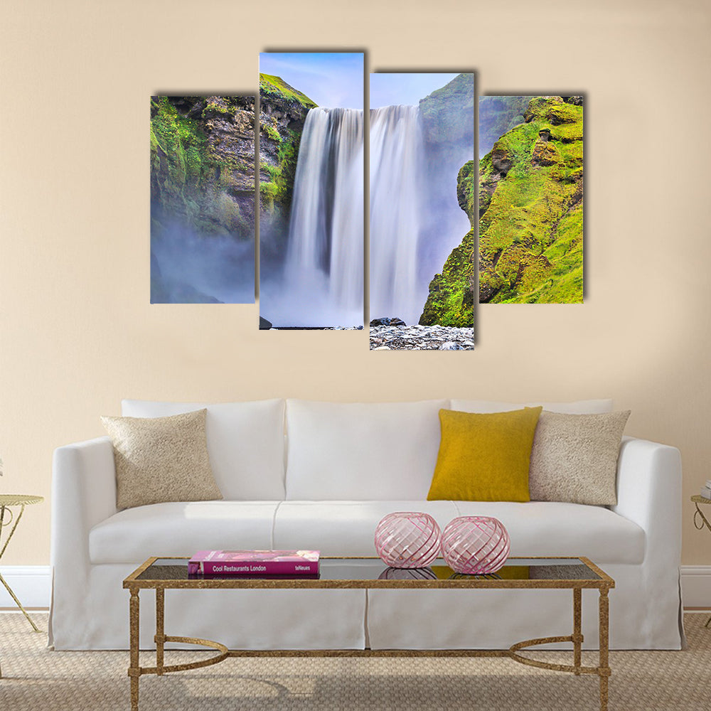 Skogafoss waterfall in Iceland at dusk multi panel canvas wall art