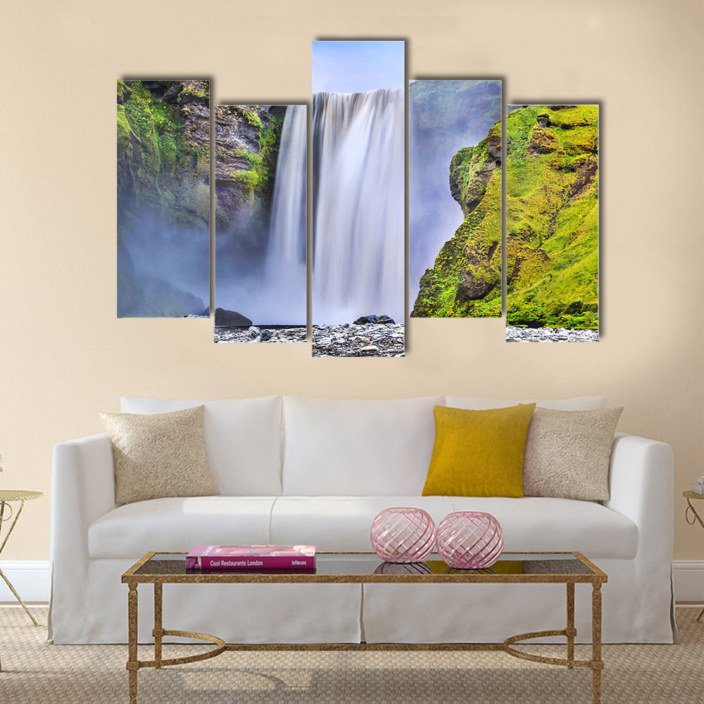 Skogafoss waterfall in Iceland at dusk multi panel canvas wall art
