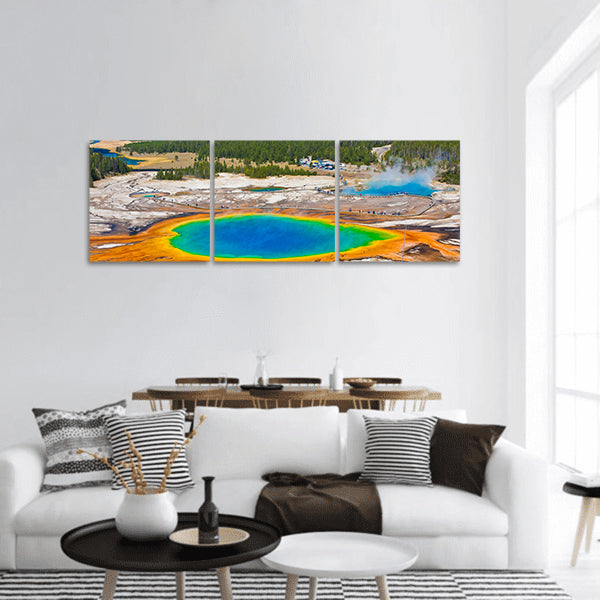 World Grand Prismatic Spring in Yellowstone National Park panoramic canvas wall art