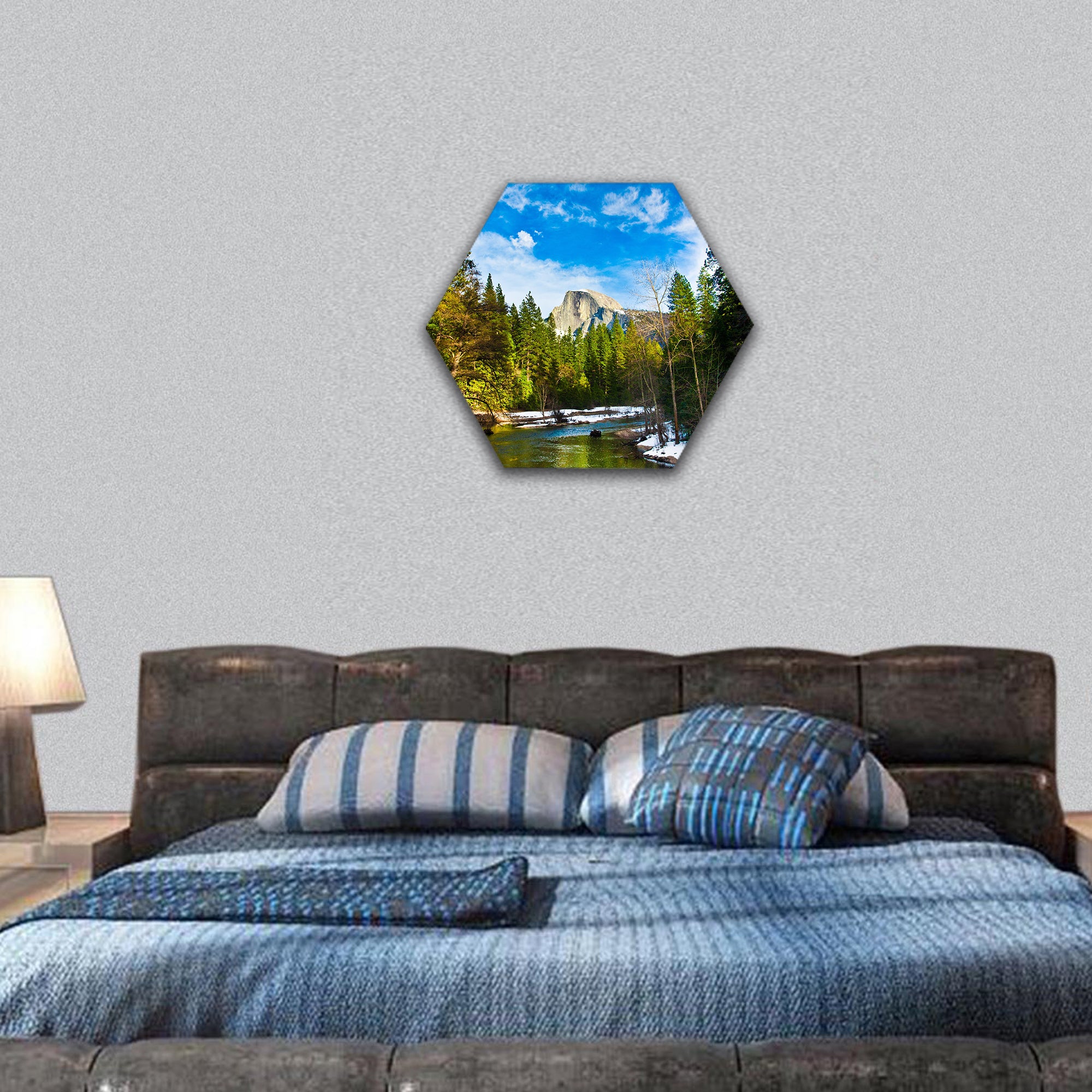 Half Dome Rock , the Landmark of Yosemite National Park hexagonal canvas wall art