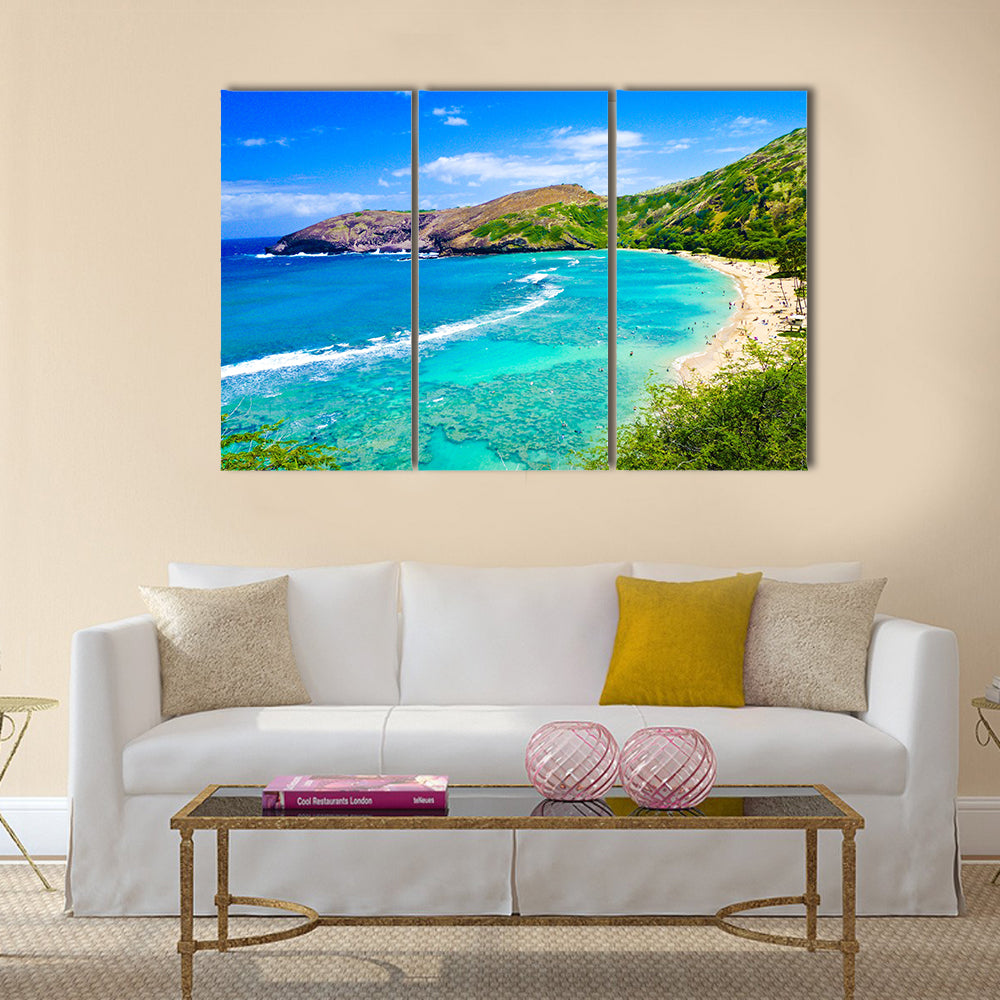 Snorkeling Bay in Oahu, Hawaii multi panel canvas wall art