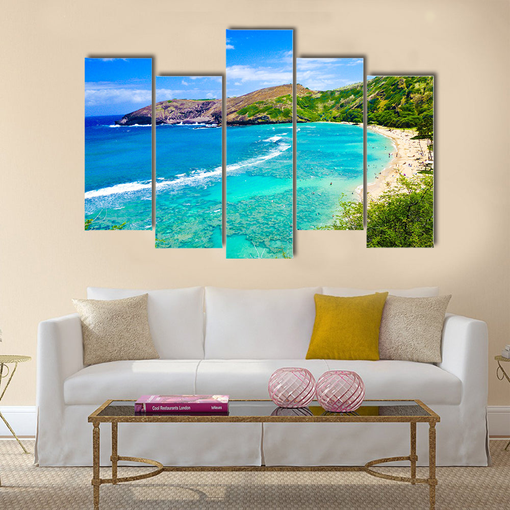 Snorkeling Bay in Oahu, Hawaii multi panel canvas wall art