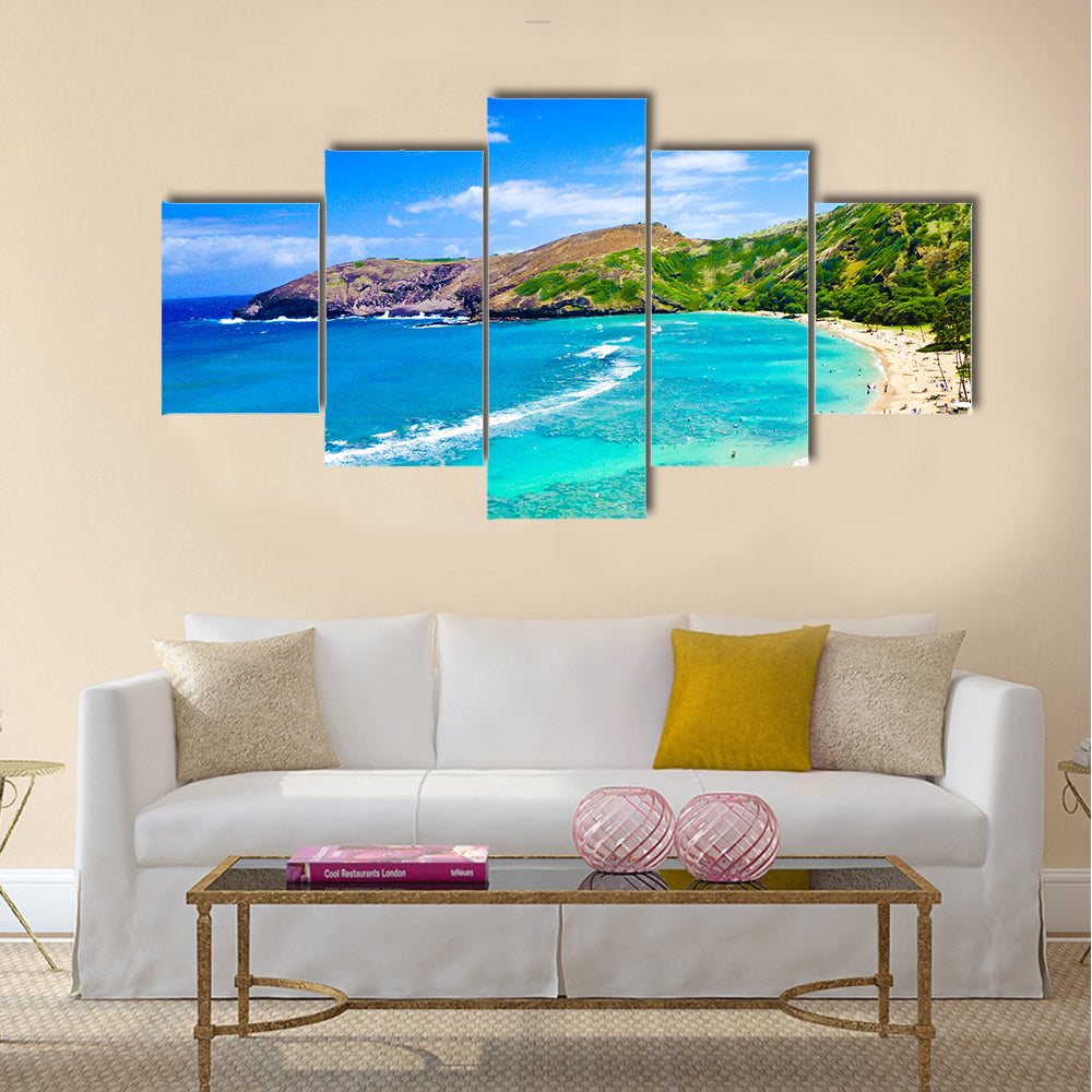 Snorkeling Bay in Oahu, Hawaii multi panel canvas wall art