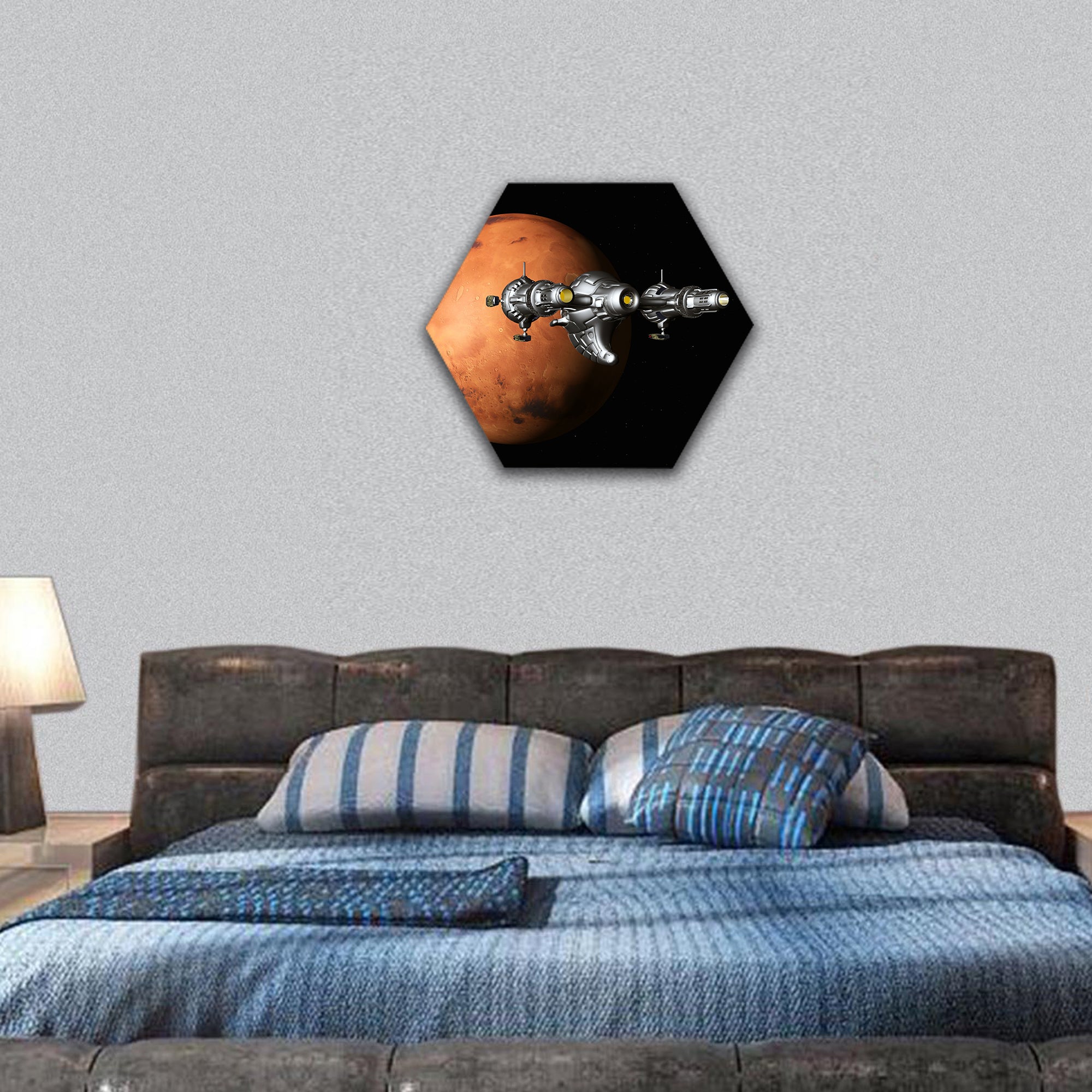 The Flight to Mars hexagonal canvas wall art