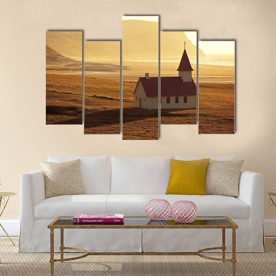 Typical Rural Icelandic Church multi panel canvas wall art