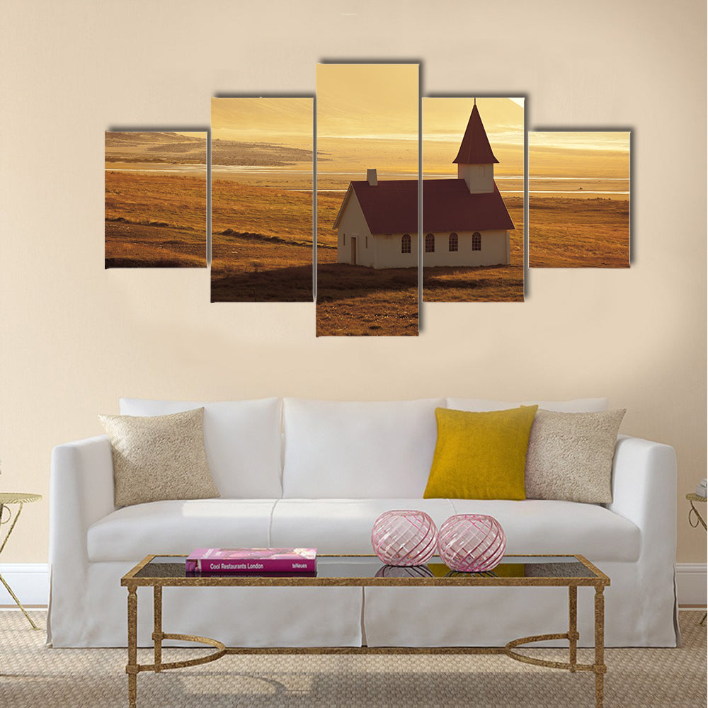 Typical Rural Icelandic Church multi panel canvas wall art